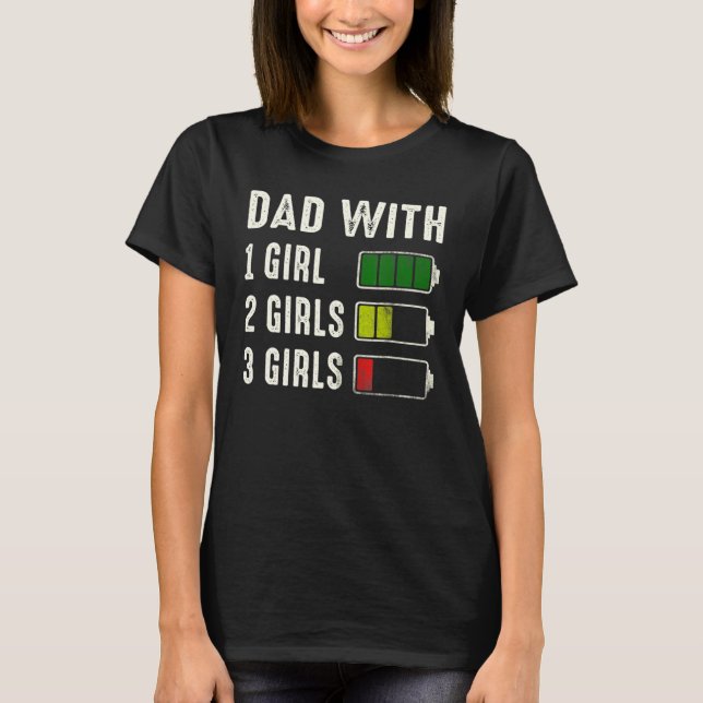 T-shirt Papa Avec Batterie Trois Filles Fête des pères Vid (Devant)