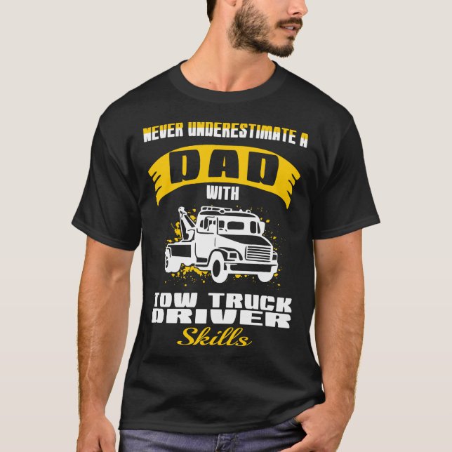 T-shirt Papa Avec Deux Compétences De Conducteur De Camion (Devant)
