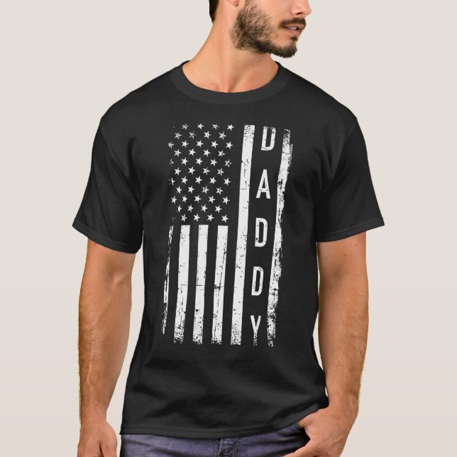 T-shirt Papa avec le drapeau américain (Devant)
