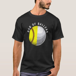 T-shirt Papa Ballers Golf Softball Du Fils Ou De La Fille