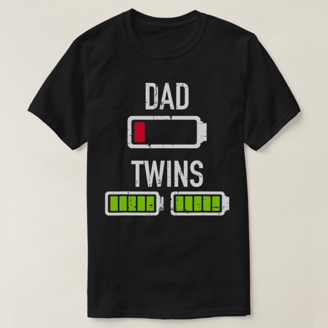 T-shirt Papa batterie basse jumeaux pleine batterie (Design devant)