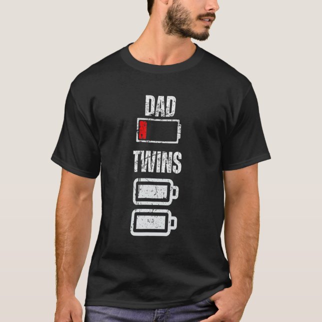 T-shirt Papa Batterie basse Twins Pleine Charge Fatigué Pa (Devant)