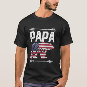 T-shirt Papa Bear 4 juillet Drapeau américain USA Amérique