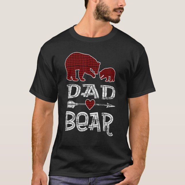 T-shirt Papa Bear Buffalo Red Plaid flèche de Noël Pyjama (Devant)