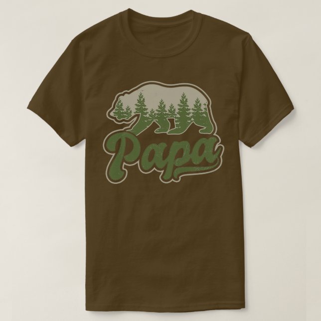 T-shirt Papa Bear Chemise Forêt Bois Cadeau (Design devant)