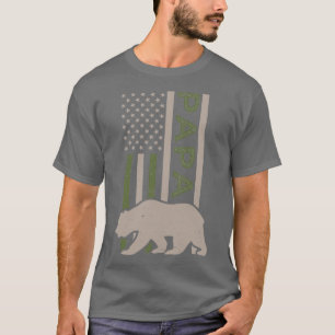 T-shirt Papa Bear Chemise Patriotique US Drapeau américain