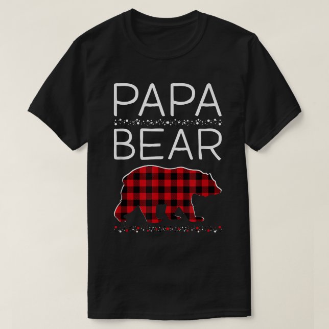 T-shirt Papa Bear Christmas Pajamas Matching Family Plaid  (Design devant)
