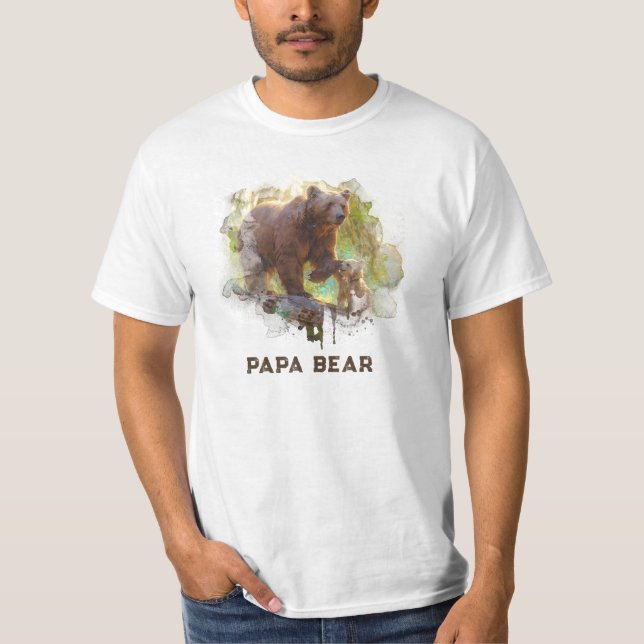 T-shirt *~* PAPA BEAR Cub Art Fête des pères Cadeau AP86 (Devant)