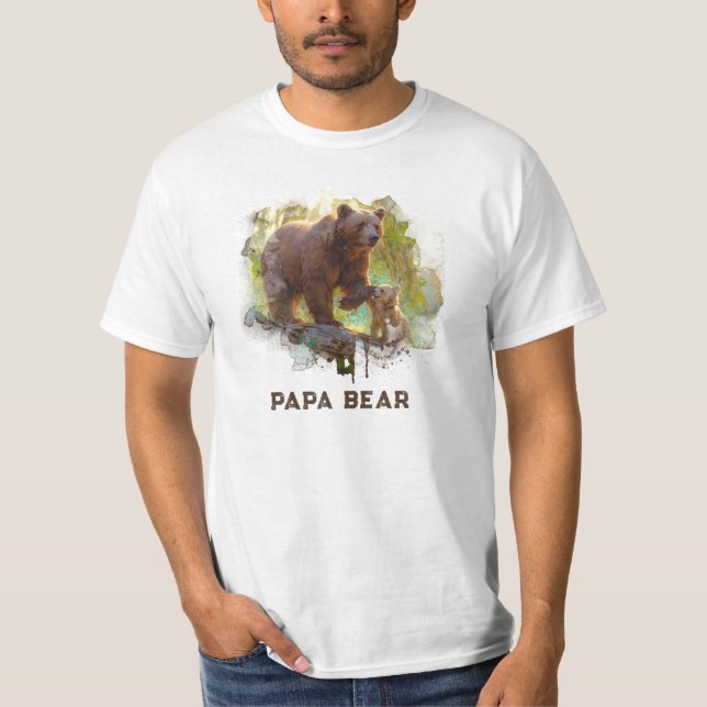 T-shirt *~* PAPA BEAR Cub Art Fête des pères Cadeau AP86 (Devant)