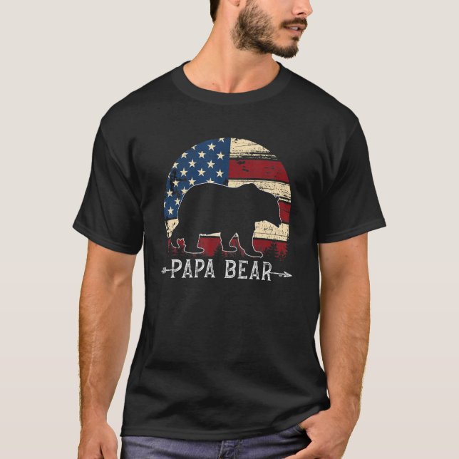T-shirt Papa Bear Drapeau américain 4 juillet Fête des pèr (Devant)