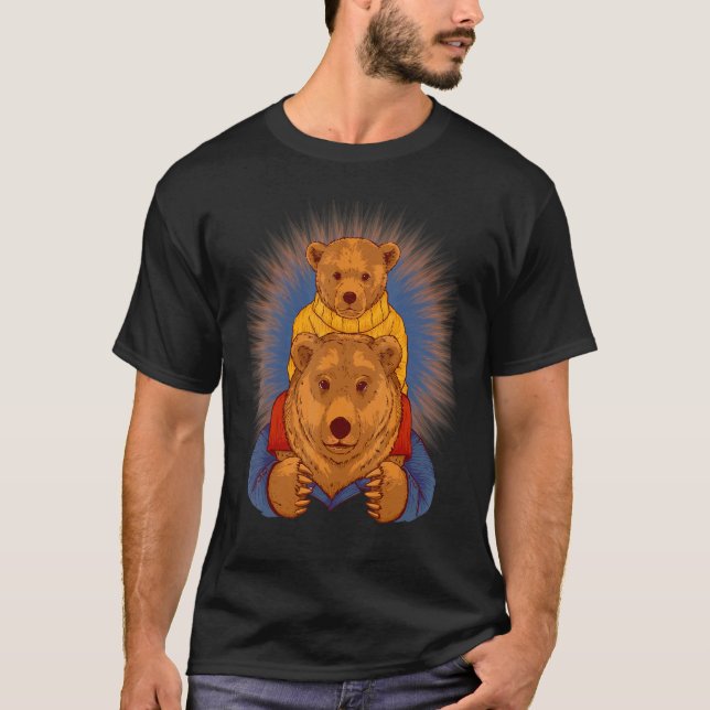 T-shirt Papa Bear Et Cub Fête des pères Père Son Pride Da (Devant)