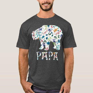 T-shirt Papa Bear Floral Gifts Matching Family Flower