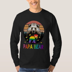 T-shirt Papa Bear Lgbt Pride Gay Arc-en-ciel Pères Vintage