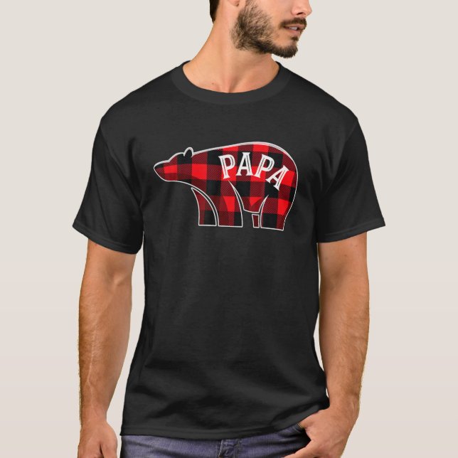 T-shirt Papa Bear Noël Plaid Famille Correspondance Pyjama (Devant)