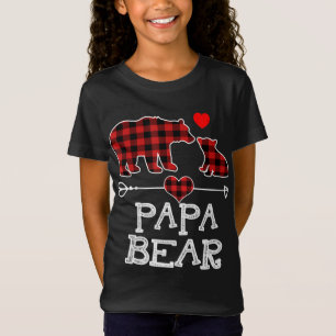 T-Shirt Papa Bear Pajama de Noël Rouge Plaid Buffalo Famil