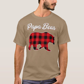 T-shirt Papa Bear Pajama de Noël Rouge Plaid Buffalo Famil