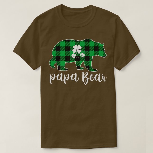 T-shirt Papa Bear Pajama Green Buffalo Plaid Premium (Design devant)