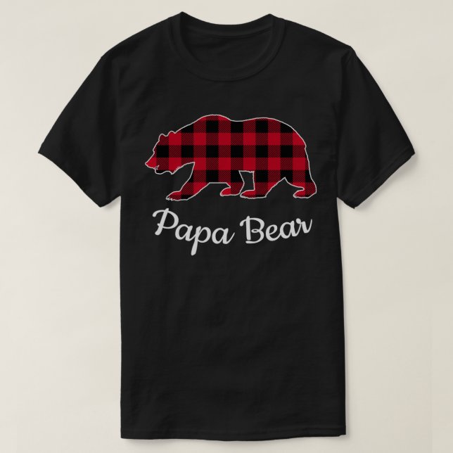 T-shirt Papa Bear Pajama Red Buffalo Plaid Sweatshirt (Design devant)