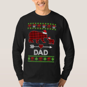T-shirt Papa Bear Père Noël Red Plaid Pajamas de famille p