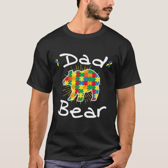 T-shirt Papa Bear Puzzle Pièce Inspirationnelle Autisme Re (Devant)