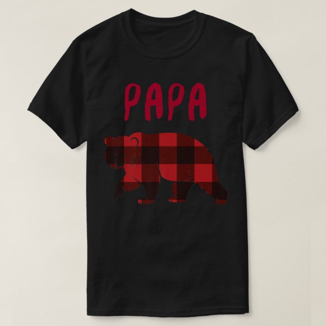 T-shirt Papa Bear Red Buffalo Plaid Pajama Christmas Famil (Design devant)