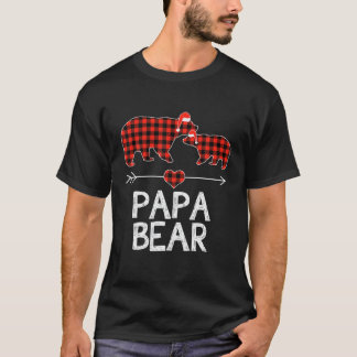 T-shirt Papa Bear Red Plaid Christmas Bear Père Noël Xmas 