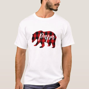 T-shirt Papa Bear Red Plaid Script