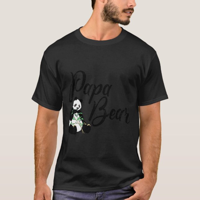 T-shirt Papa Bear Vegan Panda Family (Devant)