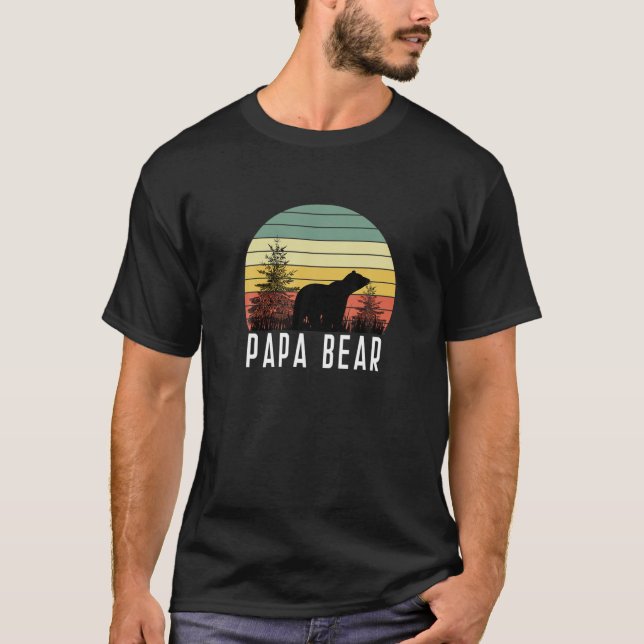 T-shirt Papa Bear Woods Fête des pères Animal Black Brown  (Devant)