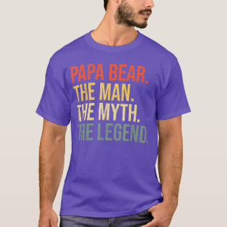 T-shirt Papa Bearhe Manhe Mythhe Legend Best Dad Fathers D