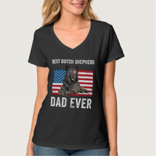T-shirt Papa Berger Hollandais Drapeau Américain Chien Pro