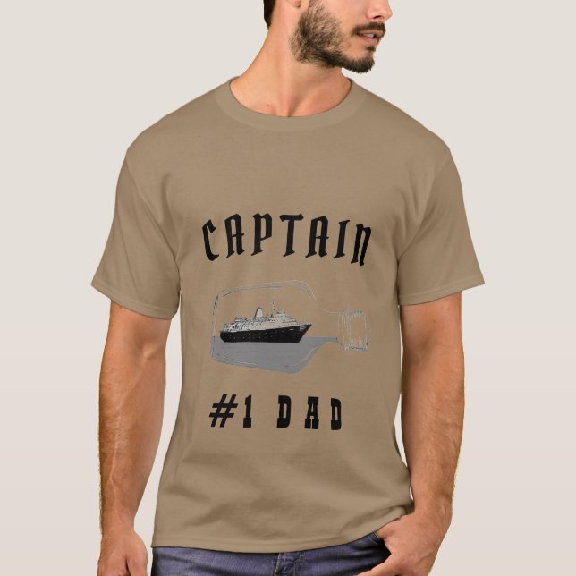 T-shirt Papa Black père père père père capitaine Khaki (Devant)