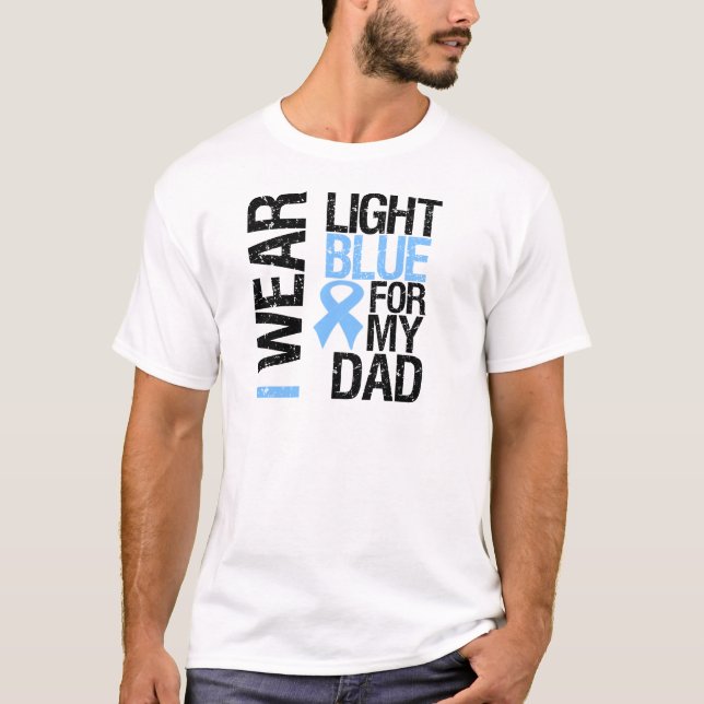 T-shirt Papa bleu-clair de ruban de cancer de la prostate (Devant)