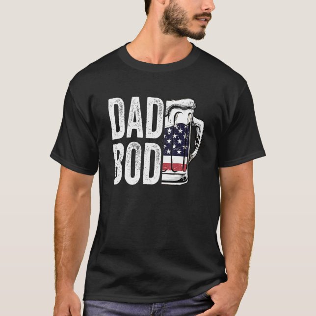 T-shirt Papa Bod Beer Drapeau américain Pères de la bière  (Devant)