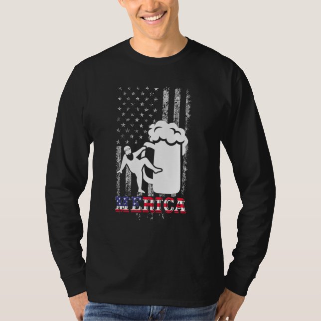 T-shirt Papa Bod Merica Us American Flag Fat Party Boire (Devant)
