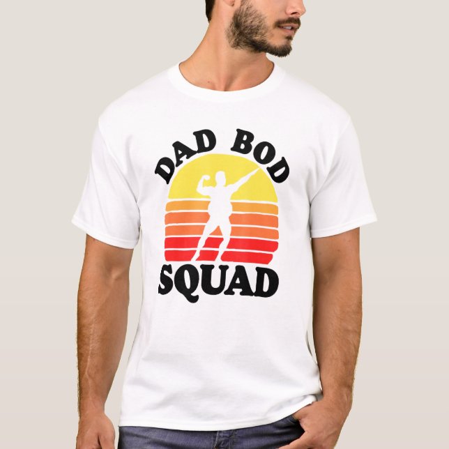 T-shirt Papa Bod Squad Poser Fête des pères Coucher de sol (Devant)