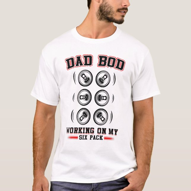 T-shirt Papa Bod Travaille Sur Ma Fête des pères De Bières (Devant)