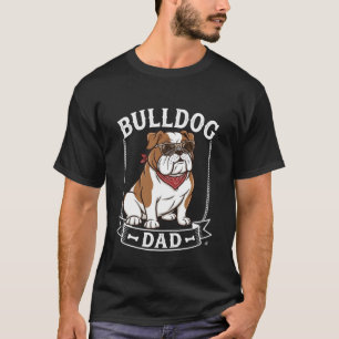 T-shirt Papa Bouledogue Chien Lunettes de soleil Bandana
