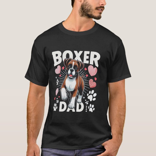 T-shirt Papa Boxer pour les amoureux d'animaux de compagni (Devant)