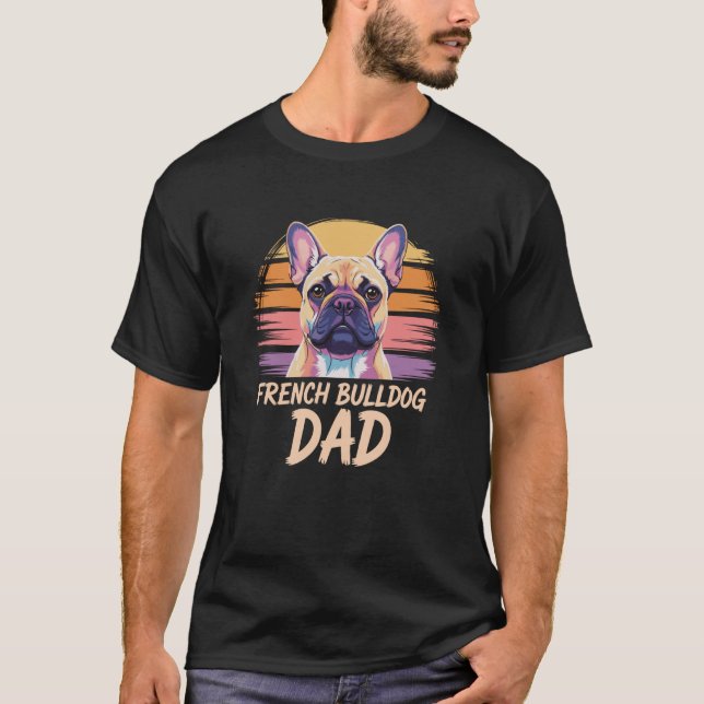 T-shirt Papa Bulldog Français Rétro Frenchie (Devant)