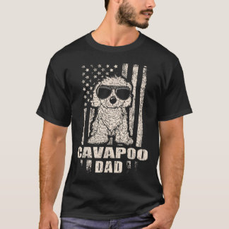 T-shirt Papa Cavapoo Cool Vintage Rétro Fier