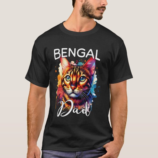 T-shirt Papa chat Bengal Chat Bengal (Devant)