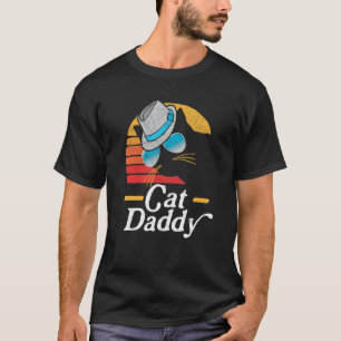 T-shirt Papa Chat Chapeau Fedora de Style Vintage Eighties