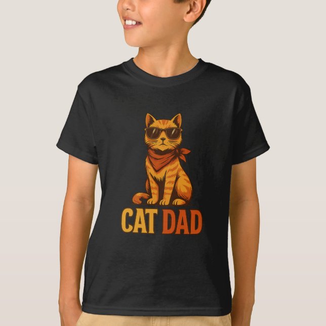 T-shirt Papa Chat Cool Style Vintage (Devant)