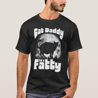 T-shirt Papa Chat d'un Gros Lard ! Pleine Lune Vintage Drô
