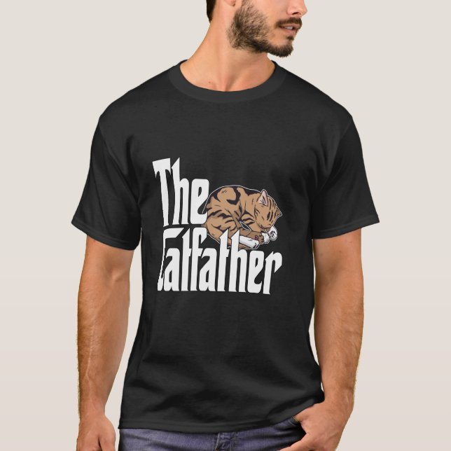 T-shirt Papa Chat Le Parrain Chat Mignon Chat Père Endormi (Devant)