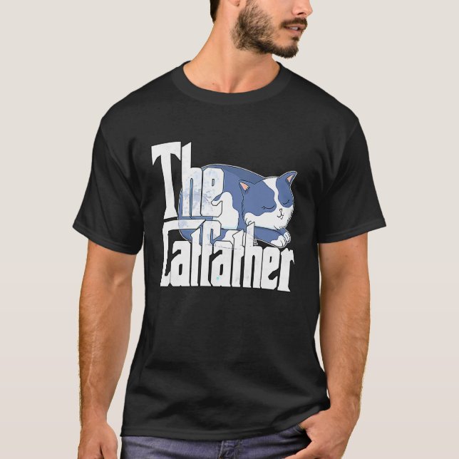 T-shirt Papa Chat Le Parrain du Chat Fou Chat Mignon Papa  (Devant)