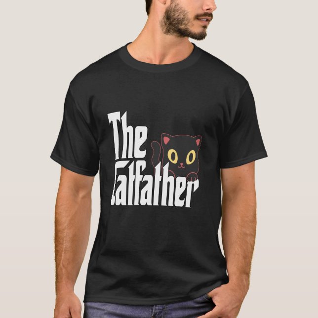 T-shirt Papa Chat Le Parrain du Chat Papa Chat Noir Mignon (Devant)