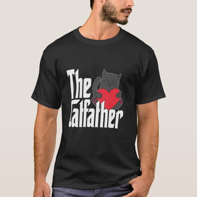 T-shirt Papa Chat Le Parrain du Chat Papa Chat Noir Mignon (Devant)