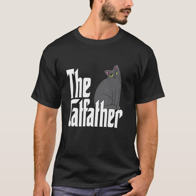 T-shirt Papa Chat Le Parrain du Chat Papa Chat Noir Mignon (Devant)